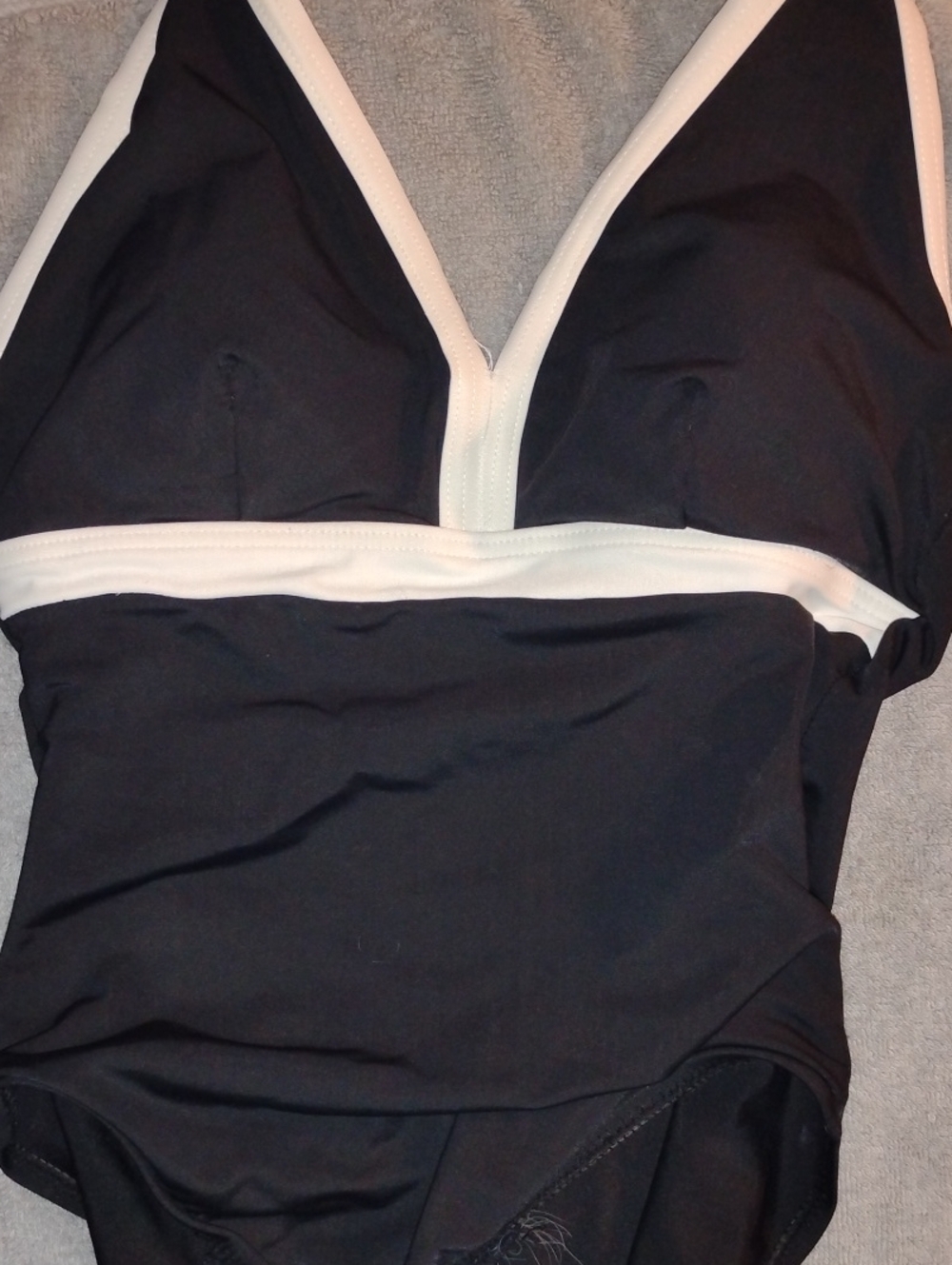 INC International Concepts Black and White Trim Swimsuit